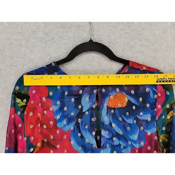 FARM RIO Anthropologie Maxi Bloom Mini Dress Metallic Embroidered‎ Size XS NWT - Picture 11 of 16